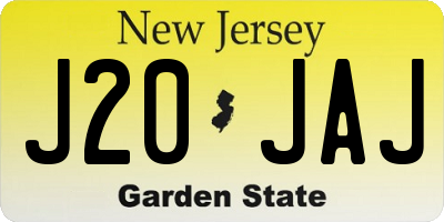 NJ license plate J20JAJ