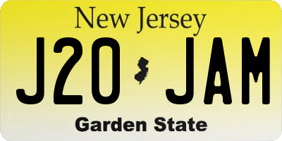 NJ license plate J20JAM