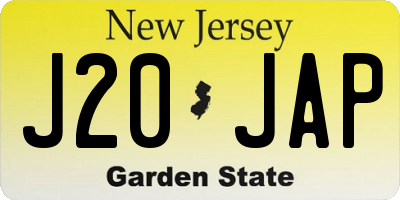 NJ license plate J20JAP