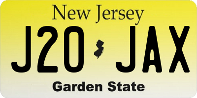 NJ license plate J20JAX