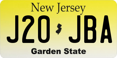 NJ license plate J20JBA