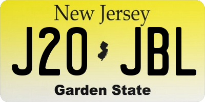 NJ license plate J20JBL