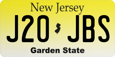 NJ license plate J20JBS