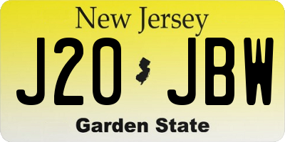 NJ license plate J20JBW