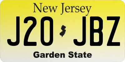 NJ license plate J20JBZ