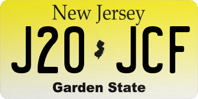 NJ license plate J20JCF