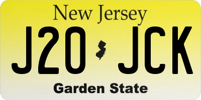 NJ license plate J20JCK