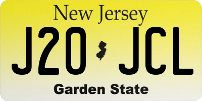 NJ license plate J20JCL