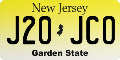 NJ license plate J20JCO