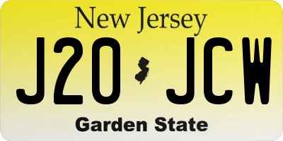 NJ license plate J20JCW