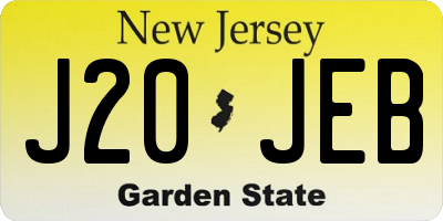 NJ license plate J20JEB