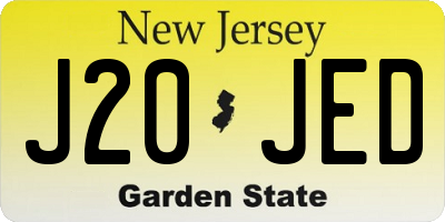 NJ license plate J20JED