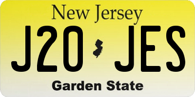 NJ license plate J20JES