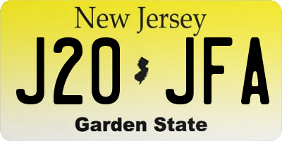 NJ license plate J20JFA