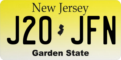 NJ license plate J20JFN