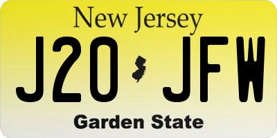 NJ license plate J20JFW