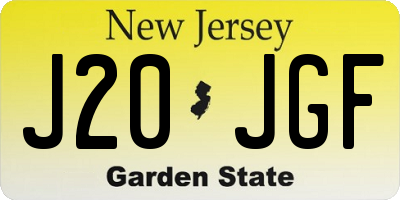 NJ license plate J20JGF