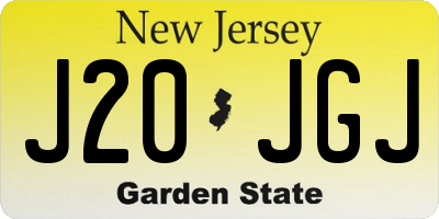 NJ license plate J20JGJ