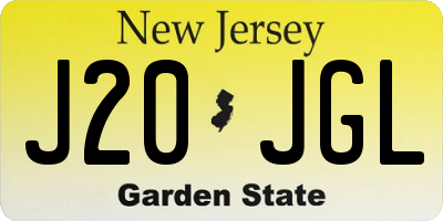 NJ license plate J20JGL
