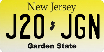 NJ license plate J20JGN