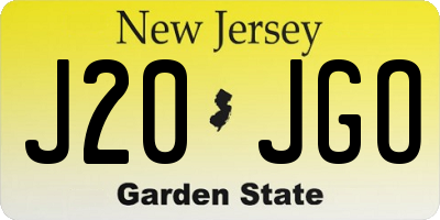 NJ license plate J20JGO