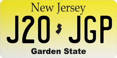 NJ license plate J20JGP