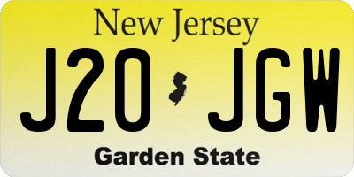 NJ license plate J20JGW