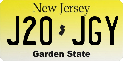 NJ license plate J20JGY