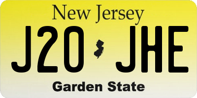 NJ license plate J20JHE