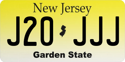 NJ license plate J20JJJ