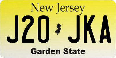 NJ license plate J20JKA