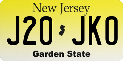 NJ license plate J20JKO