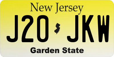 NJ license plate J20JKW