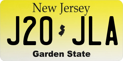 NJ license plate J20JLA