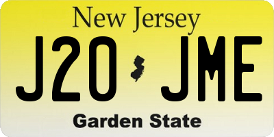 NJ license plate J20JME