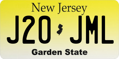 NJ license plate J20JML