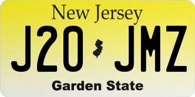 NJ license plate J20JMZ