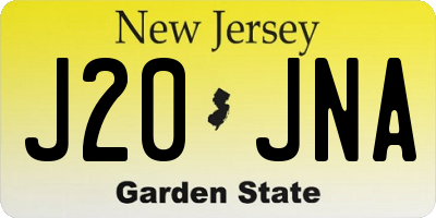 NJ license plate J20JNA