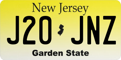 NJ license plate J20JNZ