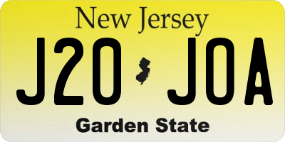 NJ license plate J20JOA
