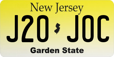 NJ license plate J20JOC