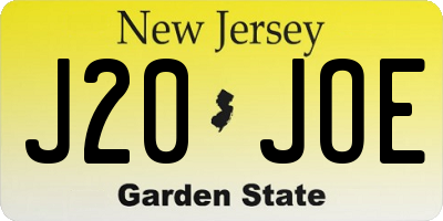NJ license plate J20JOE