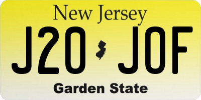 NJ license plate J20JOF