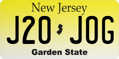 NJ license plate J20JOG