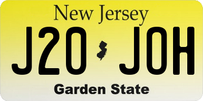 NJ license plate J20JOH