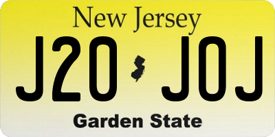 NJ license plate J20JOJ
