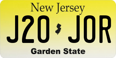 NJ license plate J20JOR