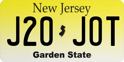 NJ license plate J20JOT