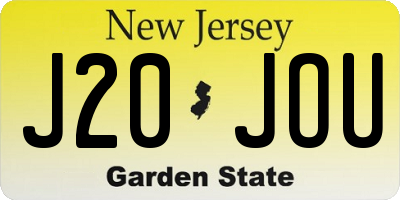 NJ license plate J20JOU