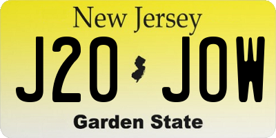 NJ license plate J20JOW